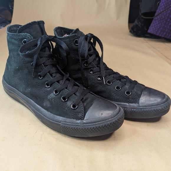 Converse All Star Chuck Taylor Triple Black High Top Sneakers Men's 8 Women's 10 - Picture 3 of 11